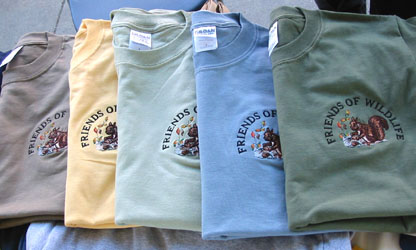 Squirrel logo shirts in a variety of colors.